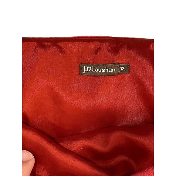 Size 12 J.‎ McLaughlin Skirt Gray Orange Stripe Cashmere Wool Blend Classic Line - Picture 6 of 6